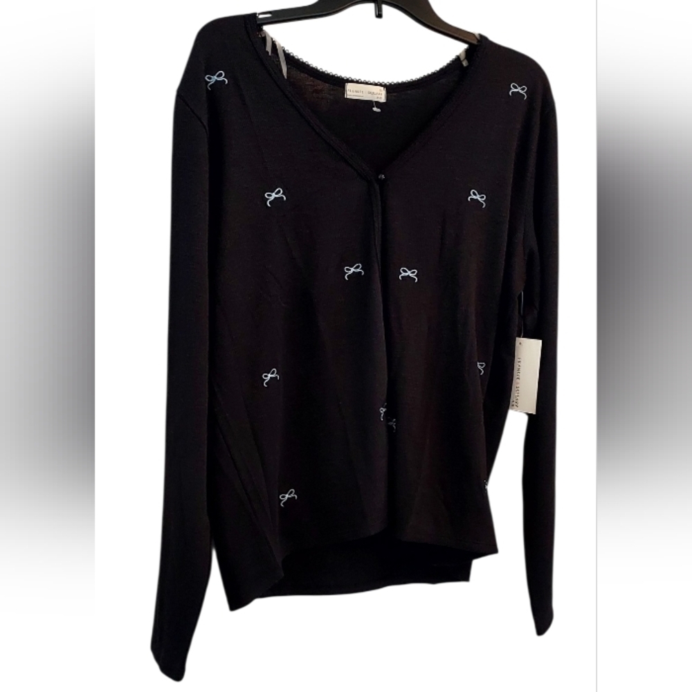 Frankee And Skylarr Black Sweater with Blue Bow Details